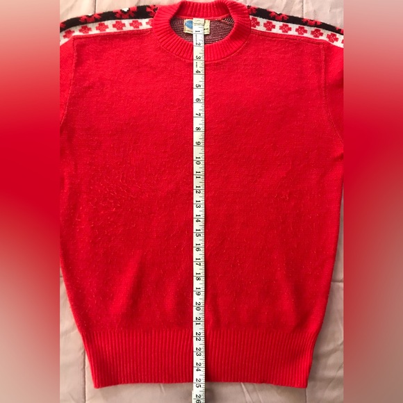 Vintage Pilgrim Sportswear by Sears, Roebuck & Co. Red Fair Isle Sleeve Sweater - Picture 5 of 8